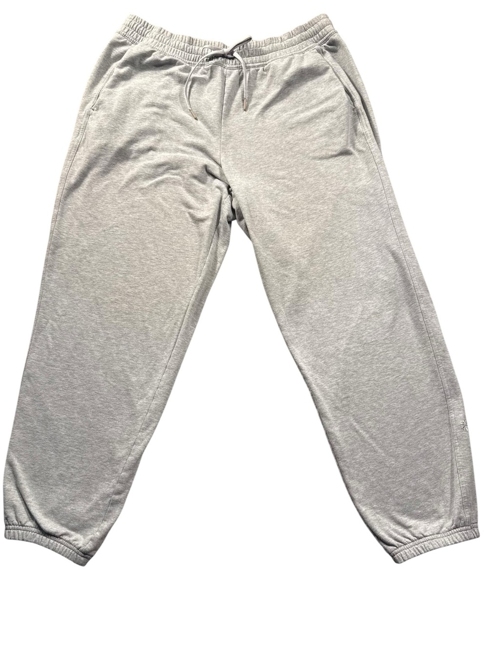 Large Athleta Women’s Gray Drawstring Jogger Sweatpants Cotton Travel Lounge - Picture 2 of 11